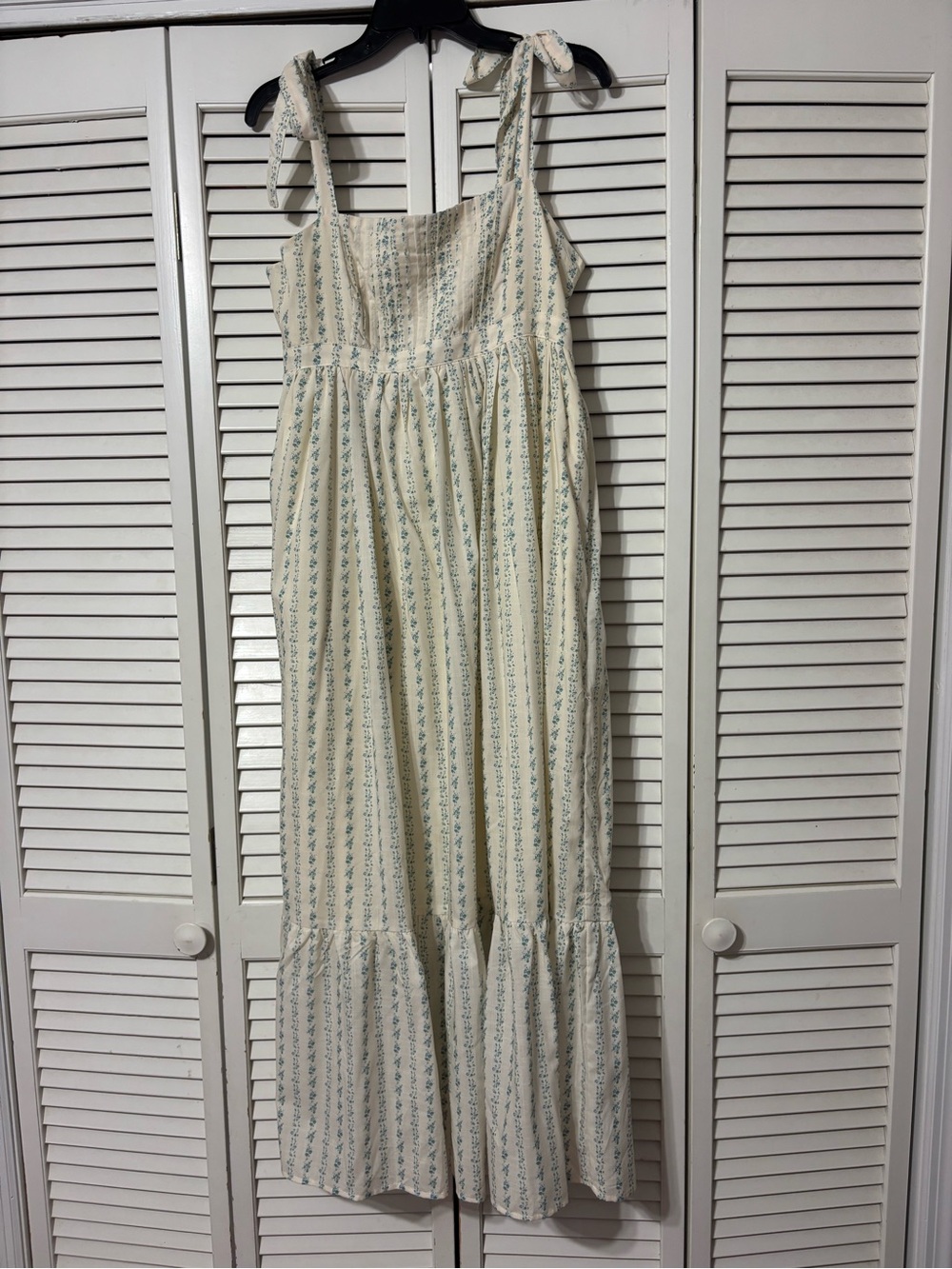 Baltic Born Cream Dress with Blue Floral Stripe
